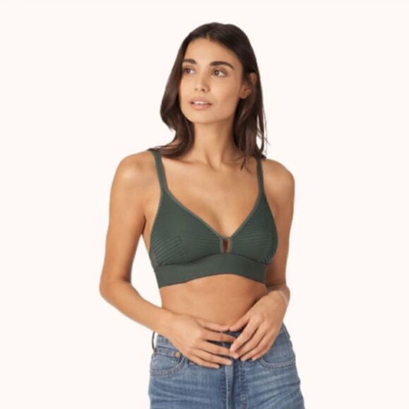 LIVELY Stripe Mesh Bralette Emerald Size Medium - Picture 1 of 6